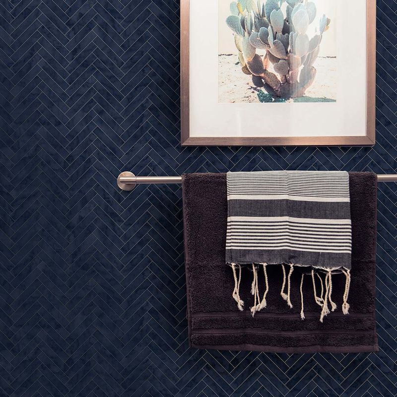 MULTITOP - Papel Tapiz Oasis Marble Chevron Tile 052X10 Mts Navy