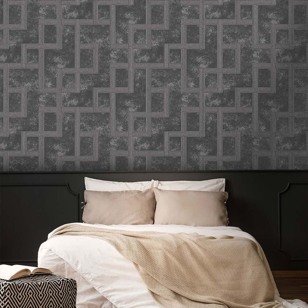 MULTITOP - Papel Tapiz Opulence Gilded Greek Key 052X10 Mts Onyx
