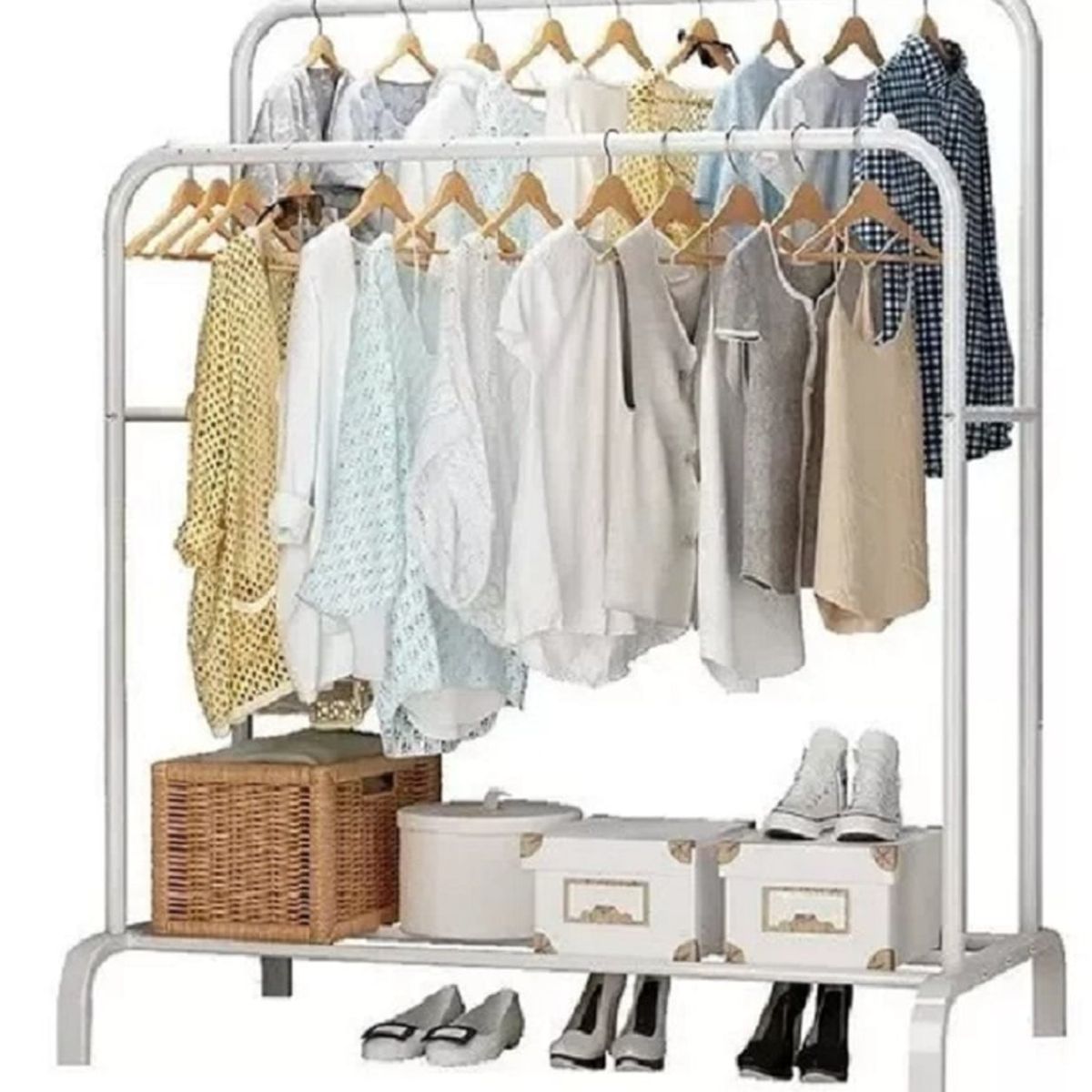 GENERICO - Estante Organizador Ropa Perchero Con Ruedas PB Blanco