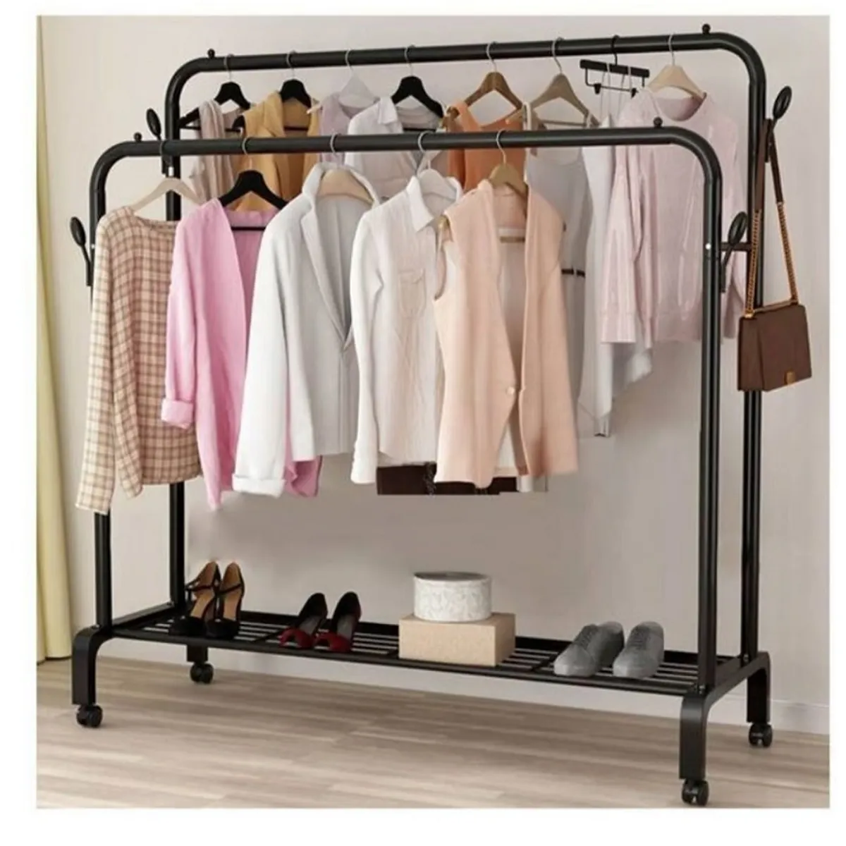 GENERICO - Estante Organizador Ropa Perchero Con Ruedas PB Blanco