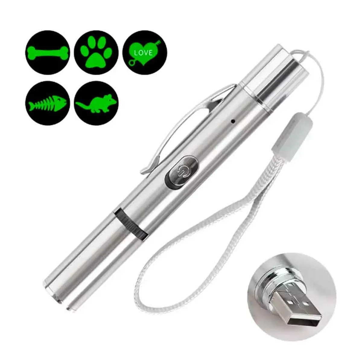 VARIOS - Juguete para Gatos Láser Verde Tipo Lápiz Diferentes Figuras