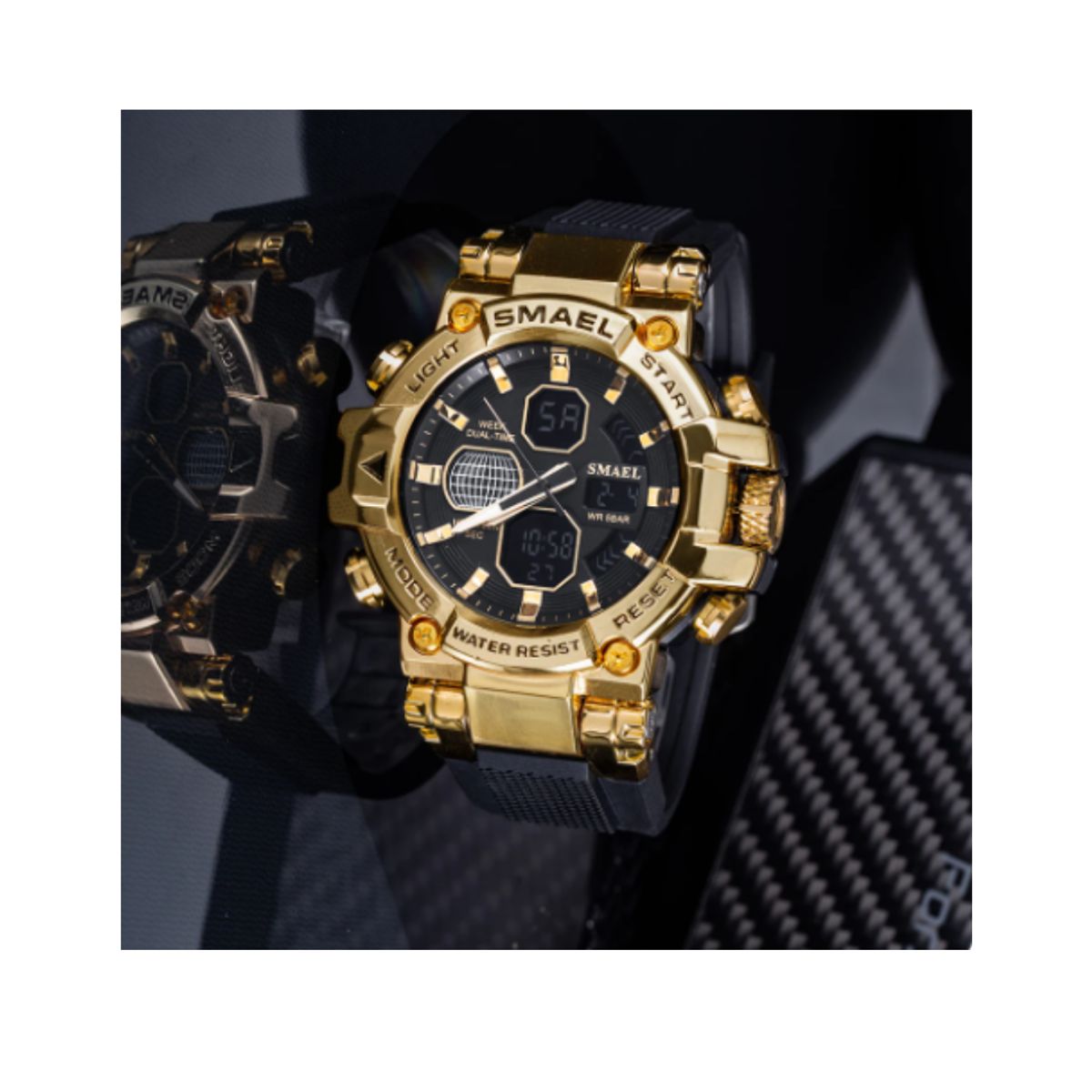 SMAEL - SMAEL RELOJ DORADO CON NEGRO DEPORTIVO CASUAL HOMBRE