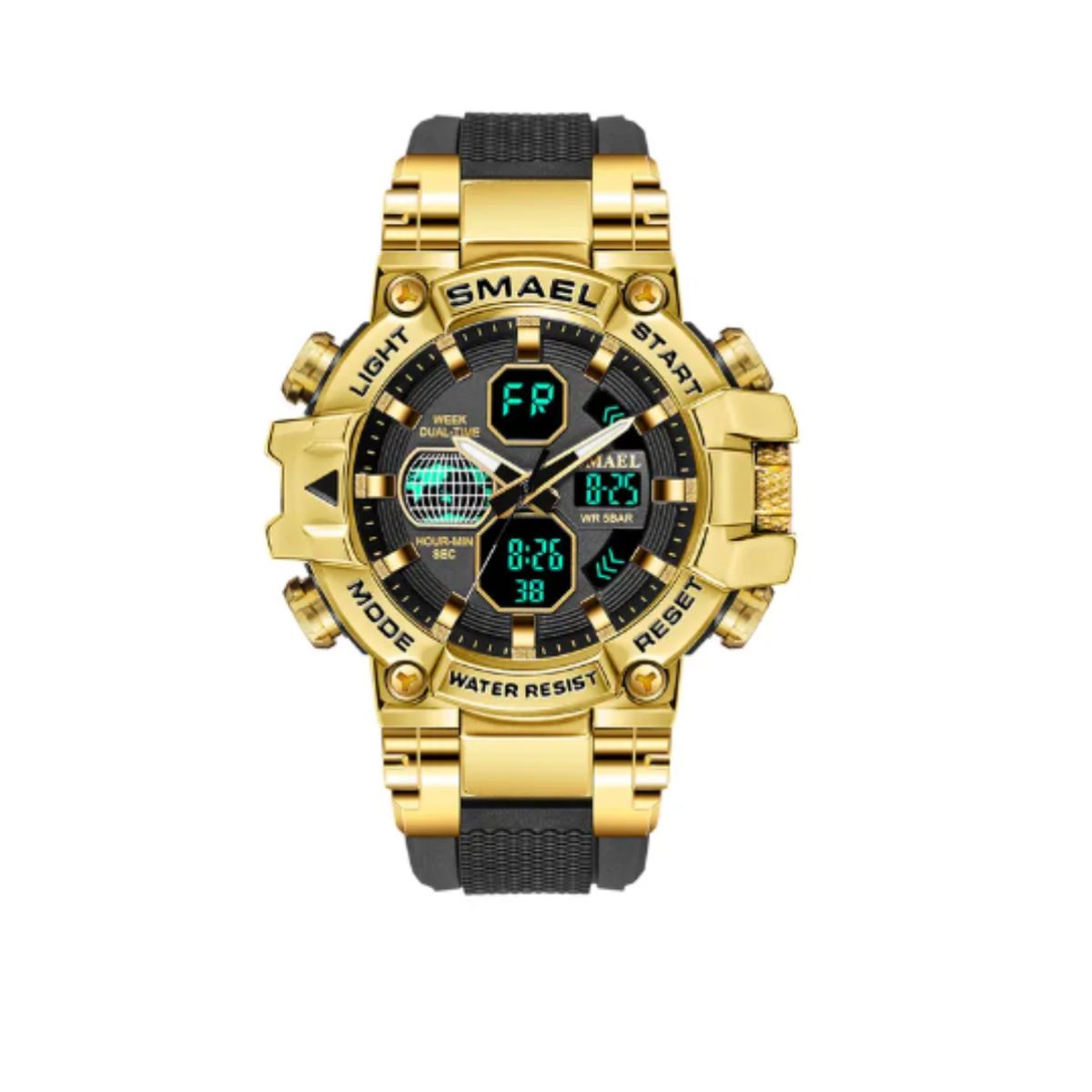 SMAEL - SMAEL RELOJ DORADO CON NEGRO DEPORTIVO CASUAL HOMBRE