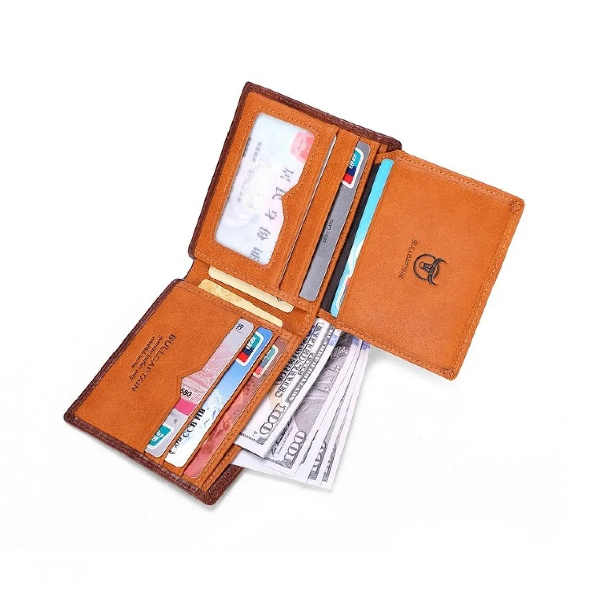 BULLCAPTAIN - BullCaptain - Billetera de Cuero Mate QB-032-CF Café