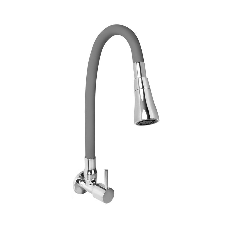 VAINSA - Llave de lavadero a la pared colección Bali con pico flexible manguera gris