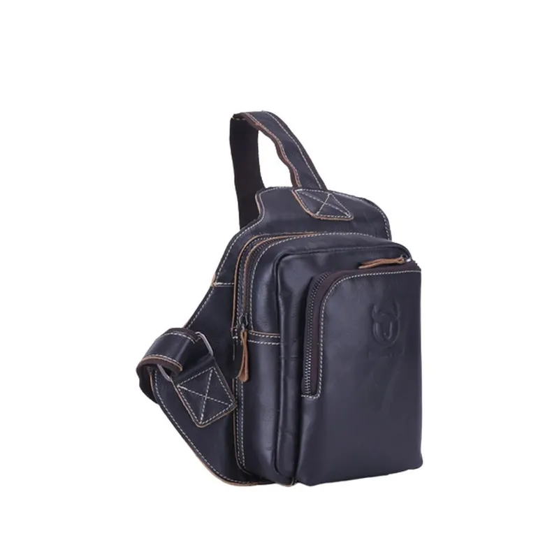 BULLCAPTAIN - BullCaptain - Mochila cruzada de Cuero Mate XB-013-BK Negro