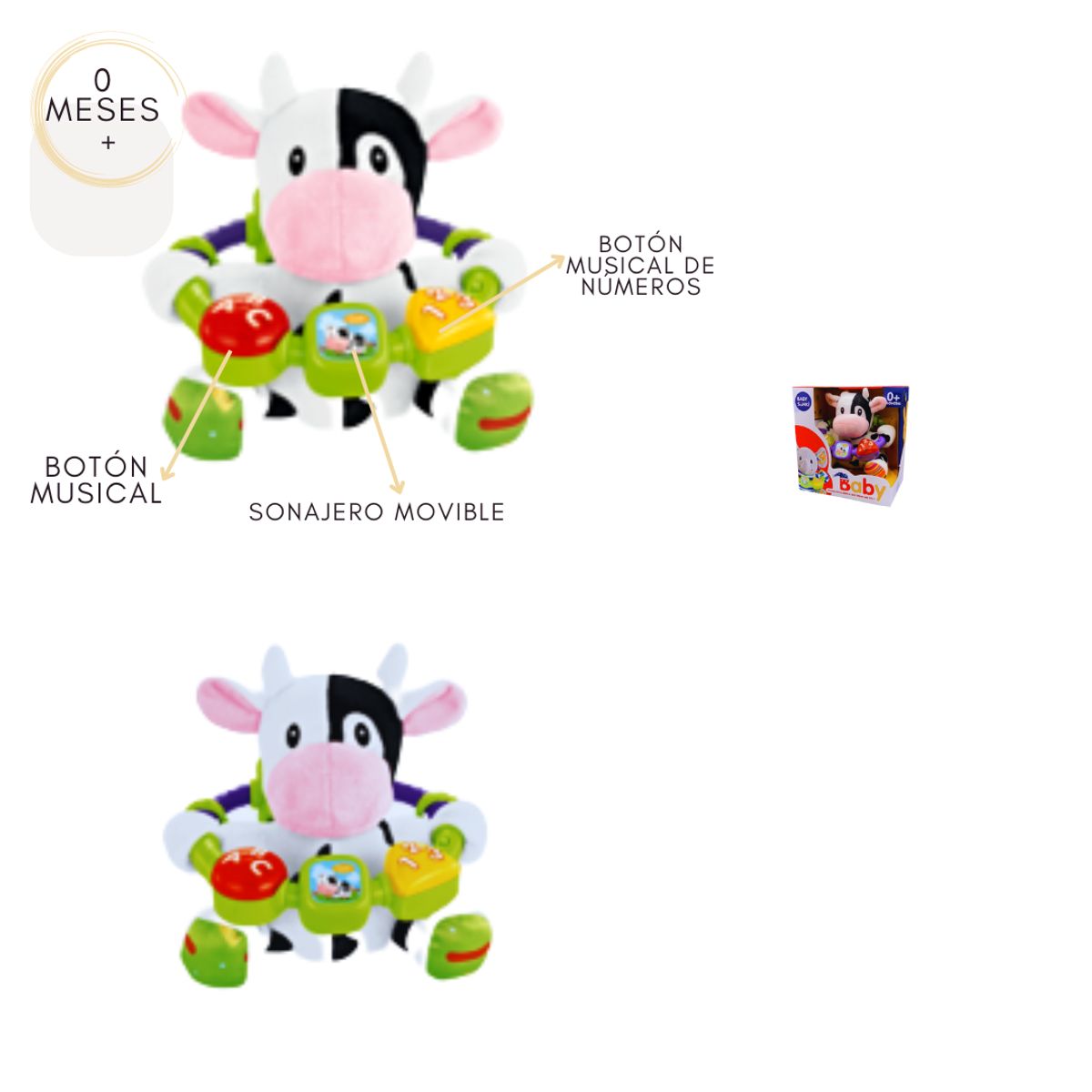 GENERICO - PELUCHE MUSICAL CLUZ Y SONIDO VAQUITA