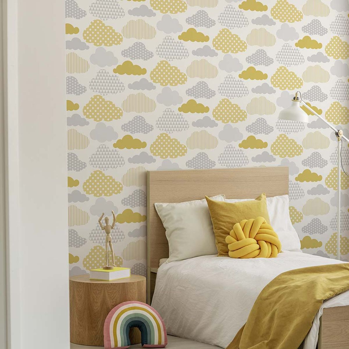 MULTITOP - Papel Tapiz Kids Home Clouds 052X10 Mts Yellow Grey