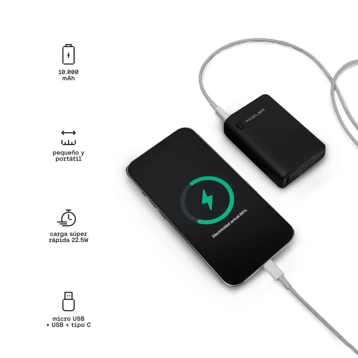 KUZLER - Cargador Portátil Kuzler ANKE-002 10000 mAh