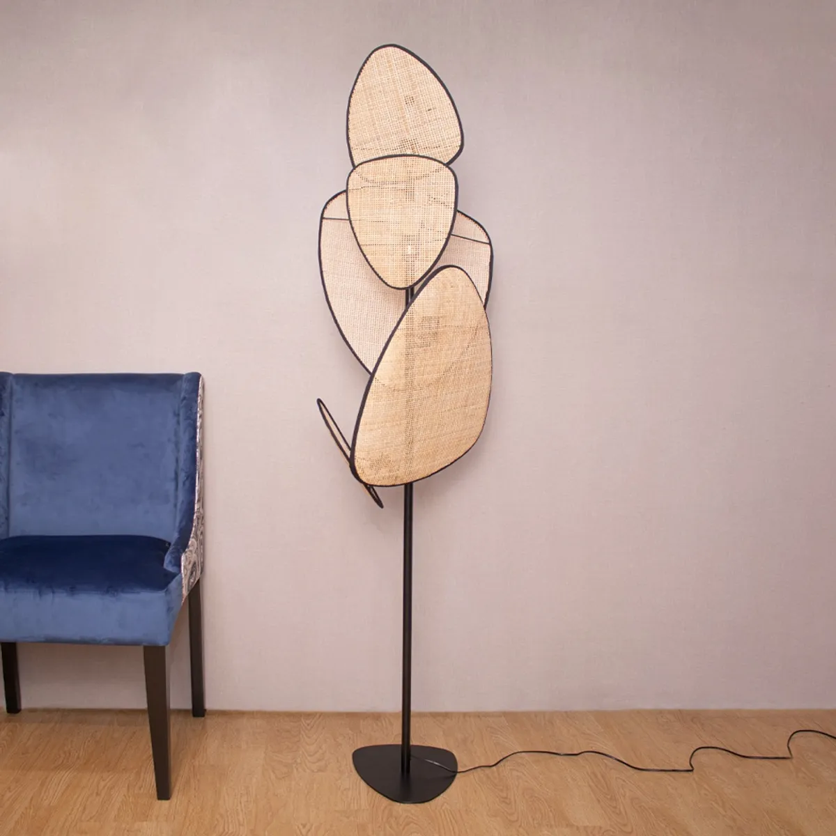 PANADECOR - Lámpara De Piso Panadecor Rejillas De Hojas 167Cm Rattán