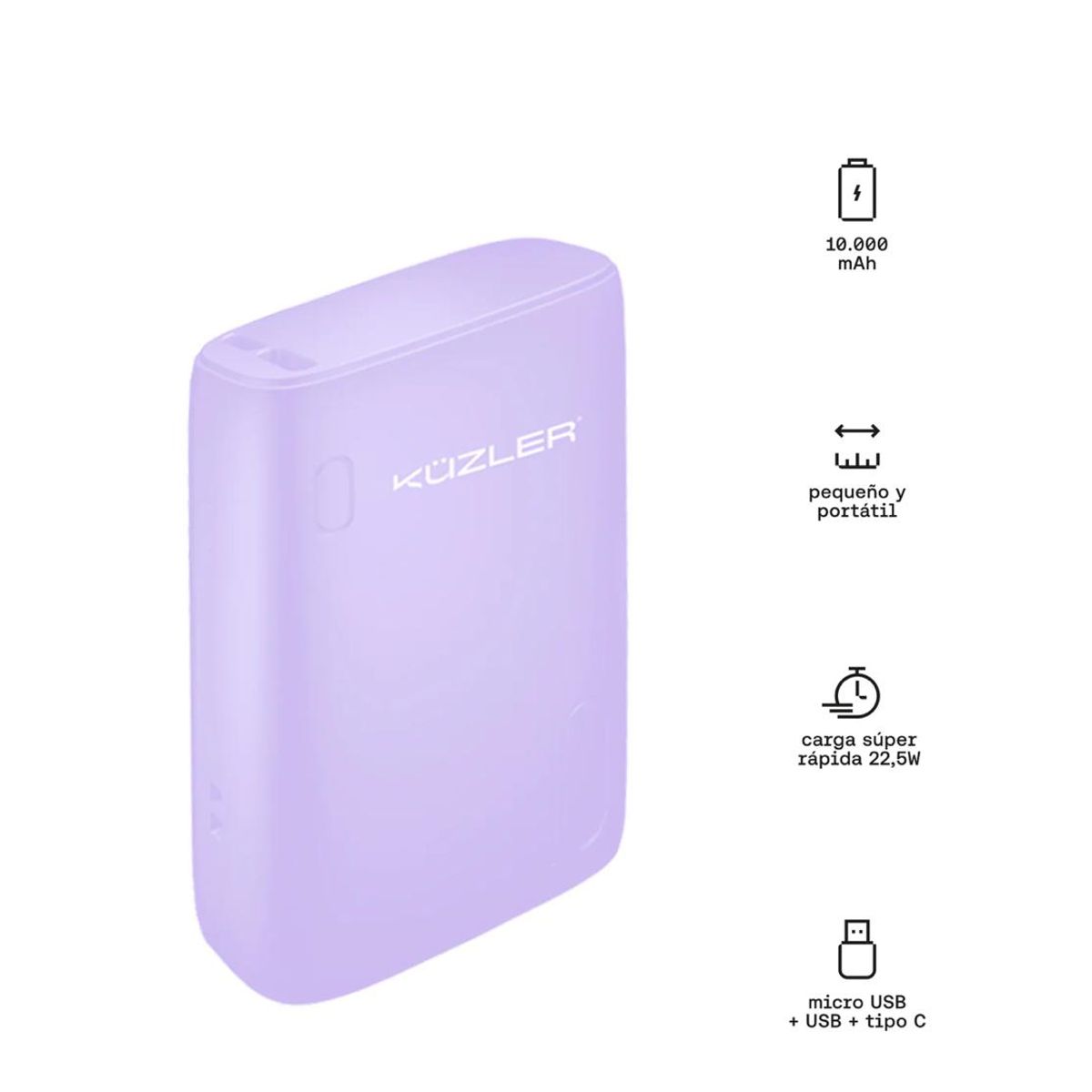 KUZLER - Powerbank Batería Portátil carga super rápida 10000mah Kuzler 2250w