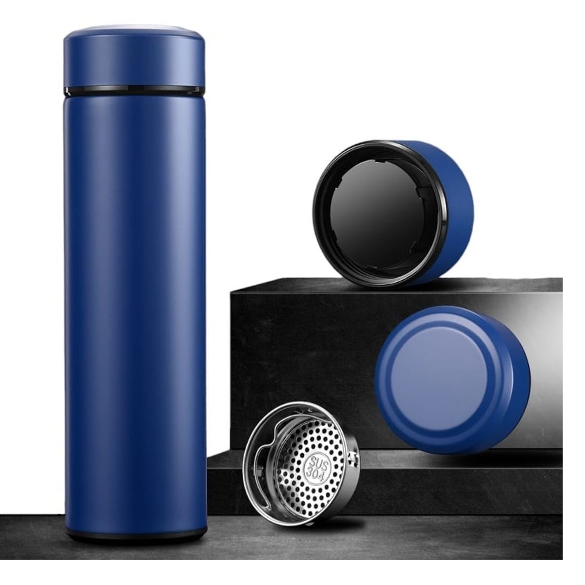 GENERICO - Termo inteligente digital acero inoxidable con filtro de té - Azul