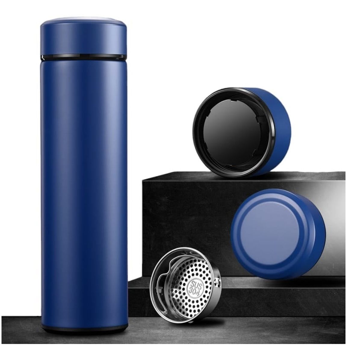 GENERICO - Termo inteligente digital acero inoxidable con filtro de té - Azul