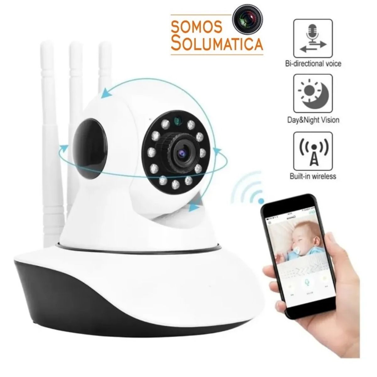 SEISA - Camara De Vigilancia Fullhd - Wifi Para Celular - Robotica Ptz Nocturna