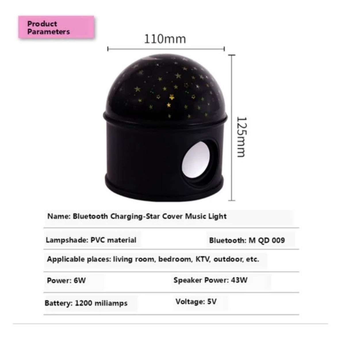 GENERICO - Parlante Bluetooth Bola Mágica Led Proyector Multicolor De Estrellas