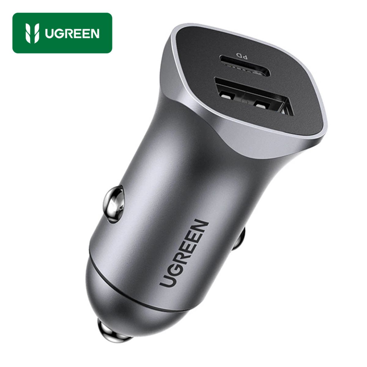 UGREEN - Cargador Ugreen de Auto Camion Carga Rápido USB-A Type-C 24W PD CD130