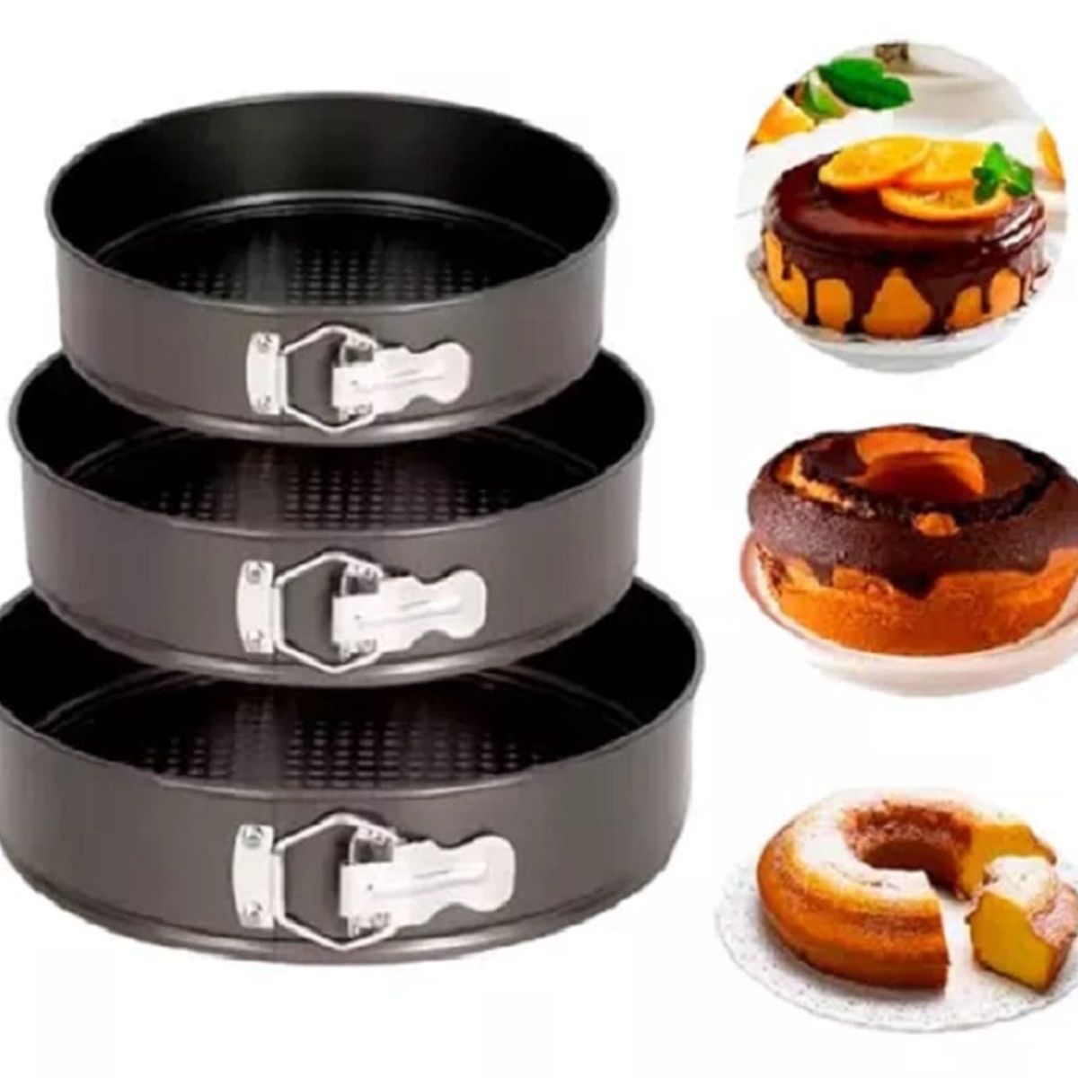 GENERICO - Set de 3 Moldes de Repostería para Keke antiadherente de 3 PCS