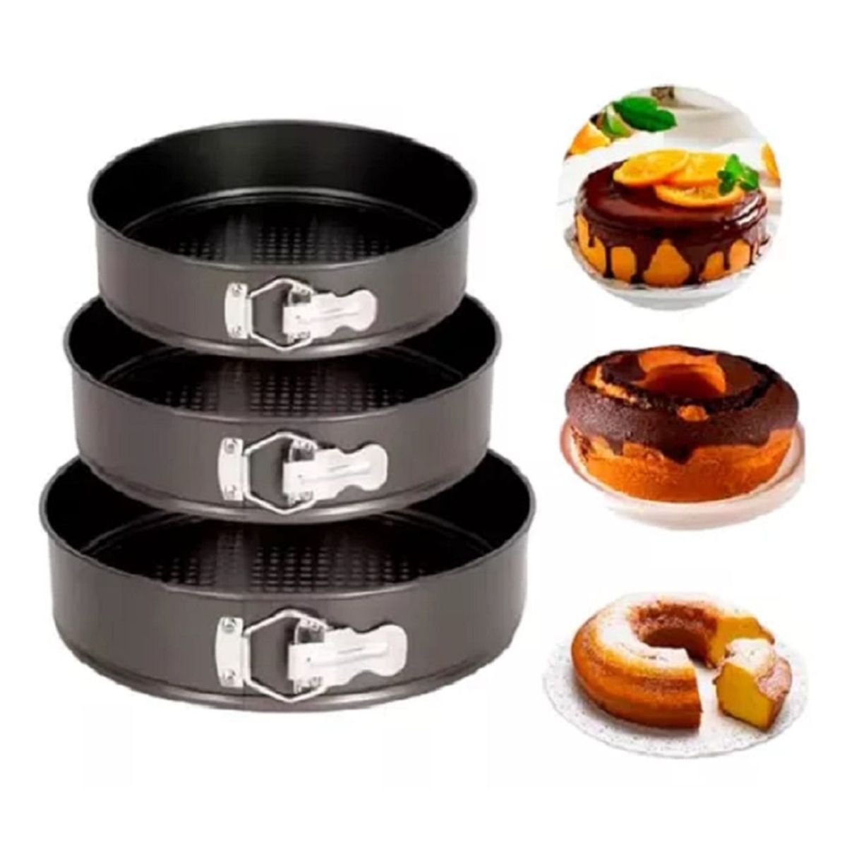 GENERICO - Set de 3 Moldes de Repostería para Keke antiadherente de 3 PCS