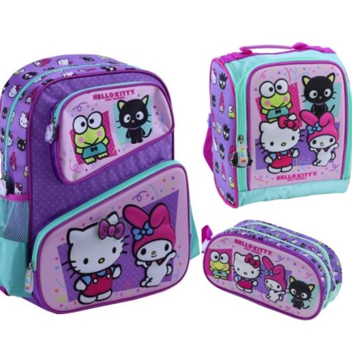 SCOOL - SET MOCHILA SCOOL 3 BOLSILLOS HELLO KITTY & FRIENDS