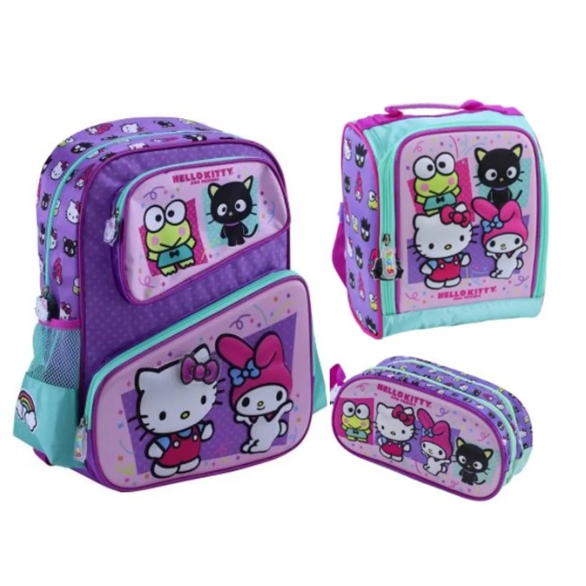 SCOOL - SET MOCHILA SCOOL 3 BOLSILLOS HELLO KITTY & FRIENDS