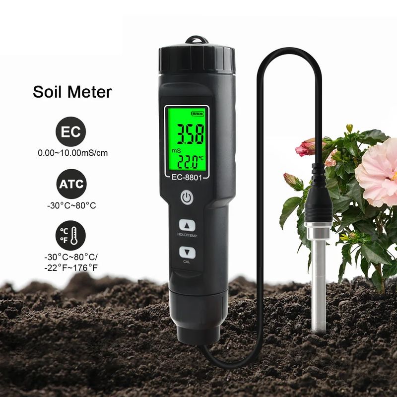 OEM - Medidor de Conductividad de Suelo 2 en 1 EC Temperatura con Sonda