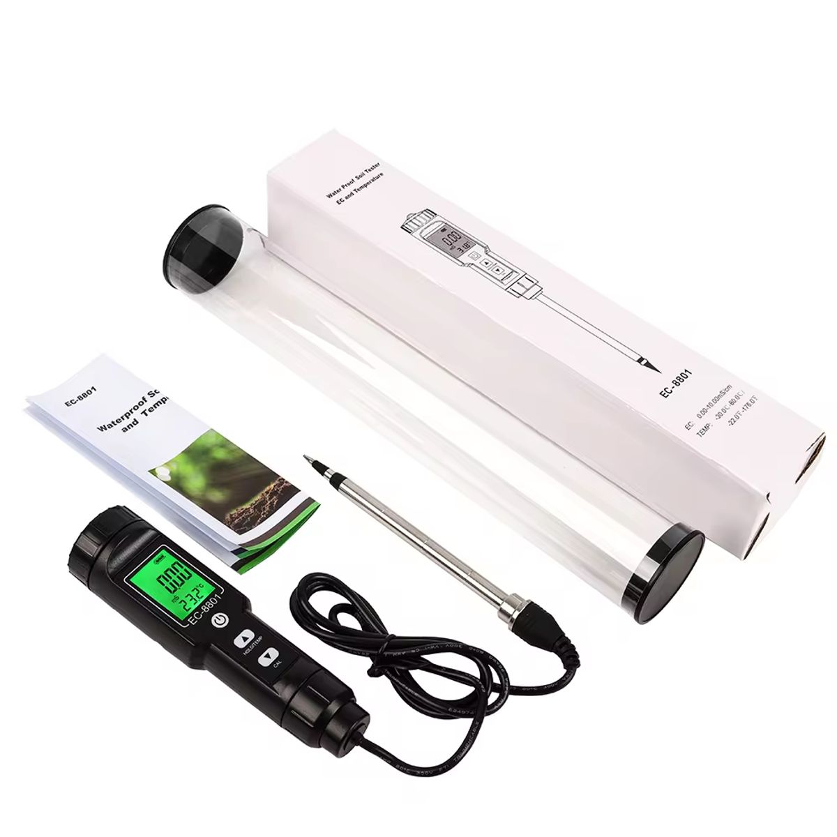 OEM - Medidor de Conductividad de Suelo 2 en 1 EC Temperatura con Sonda