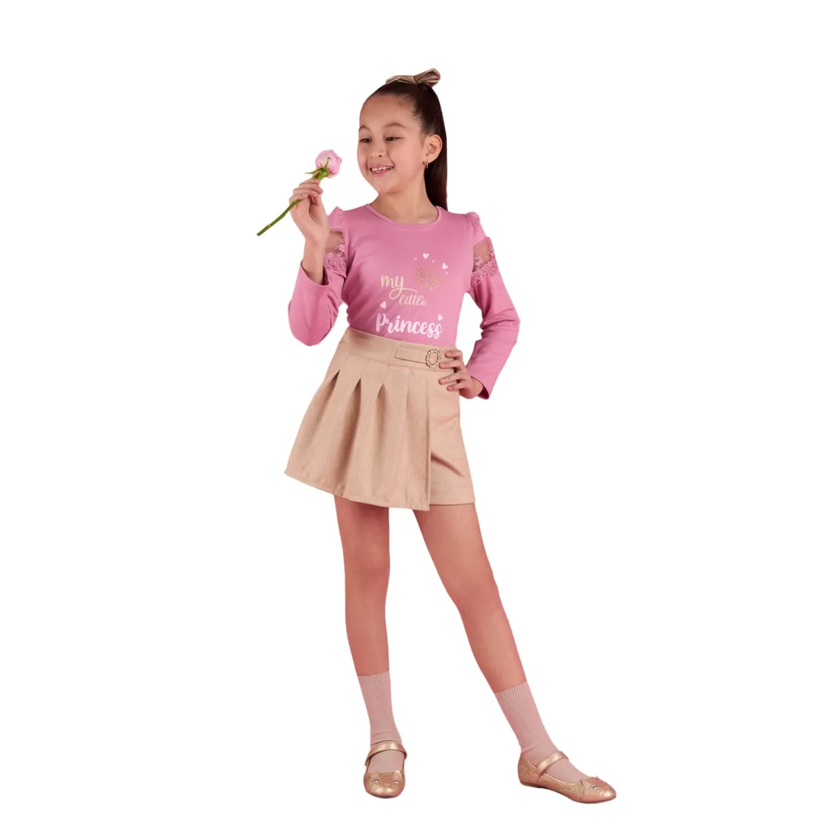 KIDS MASHMELO - Polo Estampado Con Detalles De Tull En Las Mangas Kids Mashmelo