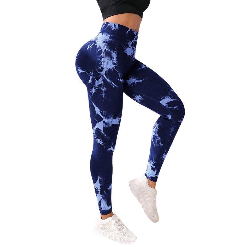 Tie Dye Mallas De Licra Mujer Legging Deportivo Tie Dye AZUL