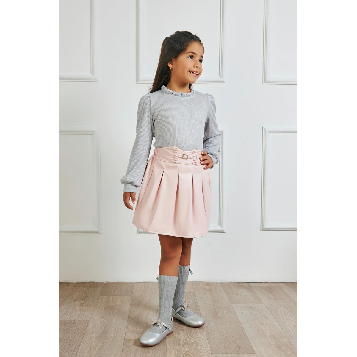 KIDS MASHMELO - Polo En Rib Con Cuello Recogido Y Manga Abullonada Kids Mashmelo