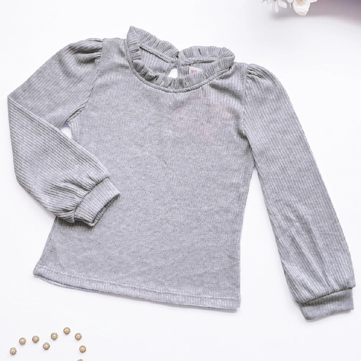 KIDS MASHMELO - Polo En Rib Con Cuello Recogido Y Manga Abullonada Kids Mashmelo