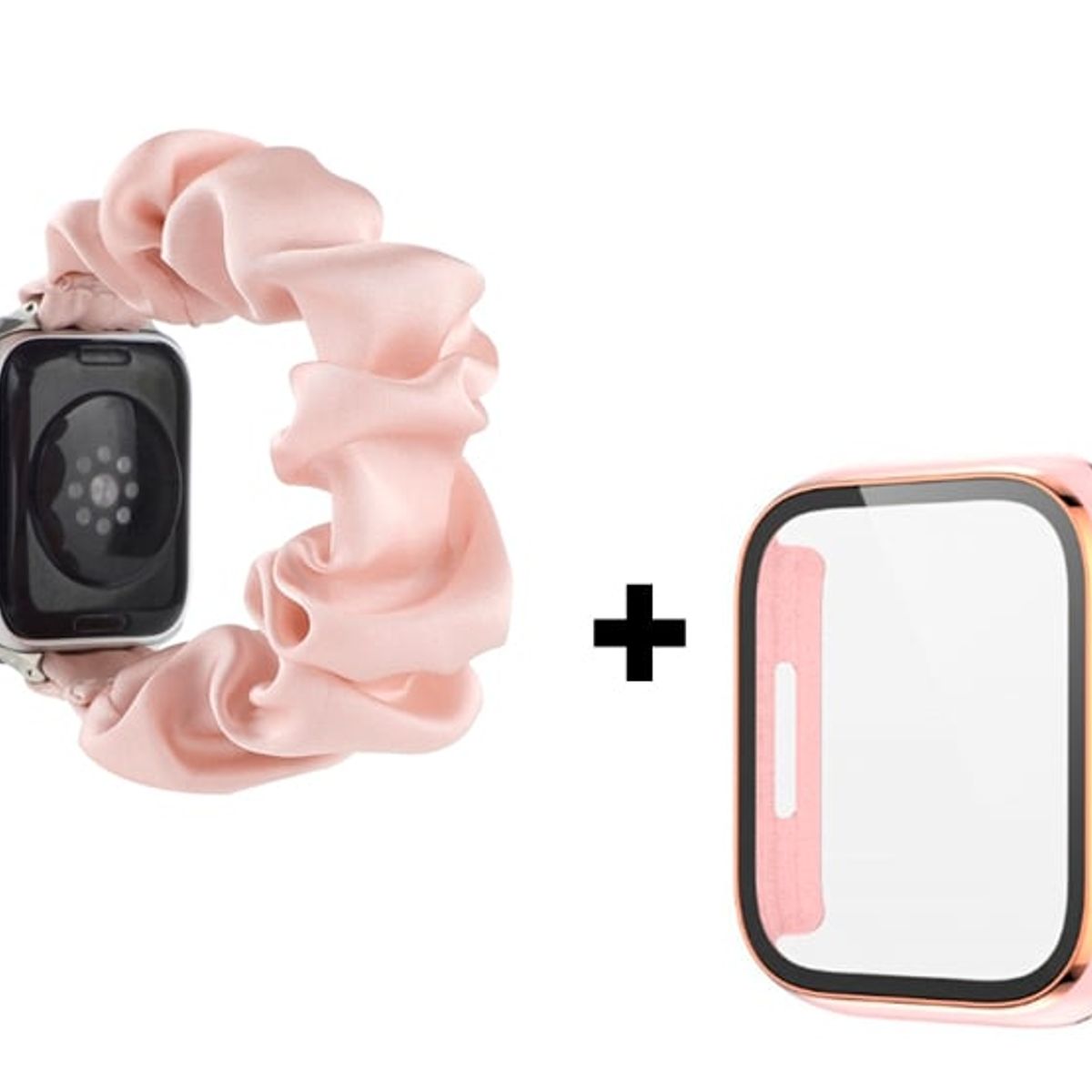 GENERICO - Correa Elástica Lisa + Case Bumper para Apple Watch 38mm - Nude