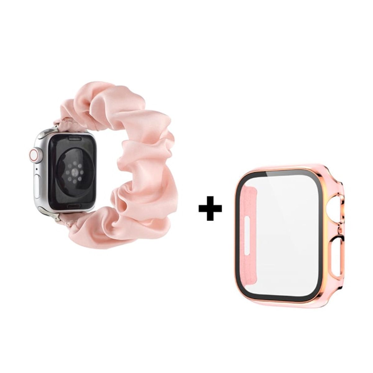 GENERICO - Correa Elástica Lisa + Case Bumper para Apple Watch 38mm - Nude