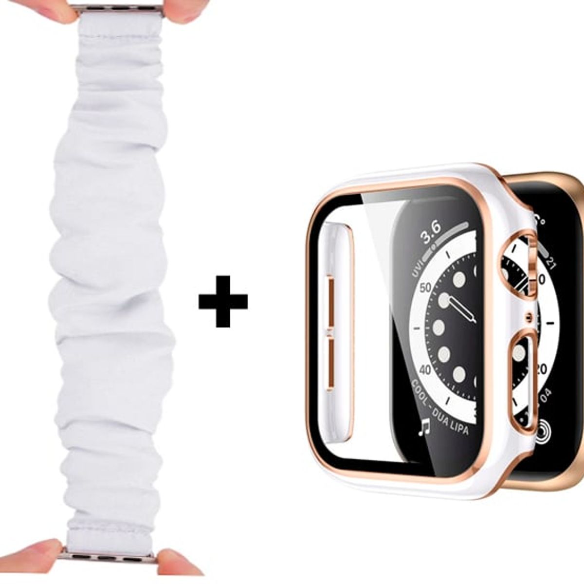 GENERICO - Correa Elástica + Case Bumper para Apple Watch 42mm - Blanco