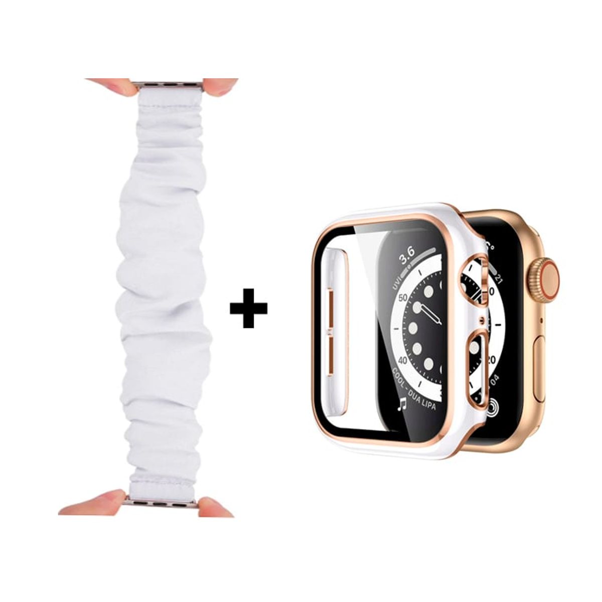 GENERICO - Correa Elástica + Case Bumper para Apple Watch 42mm - Blanco