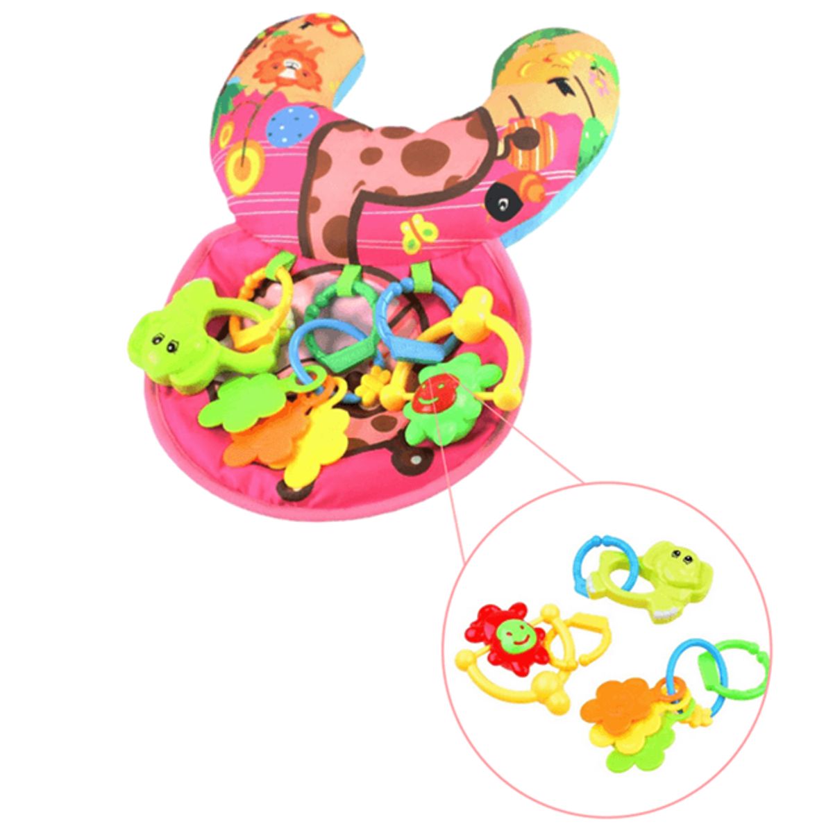 GENERICO - JUGUETE DE ESTIMULACIÓN - COJIN DE JUEGOS PARA BEBÉ - ROSA