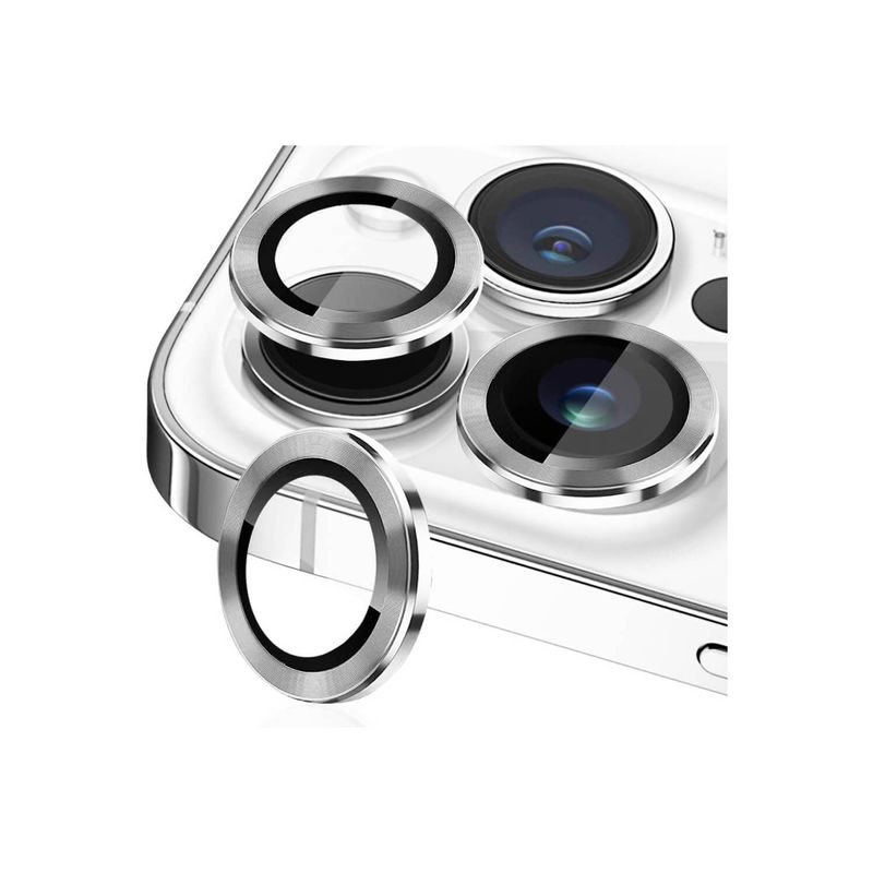 GENERICO - MICAS PROTECTORES DE CAMARA  PARA  IPHONE 15 PRO MAX PLATA