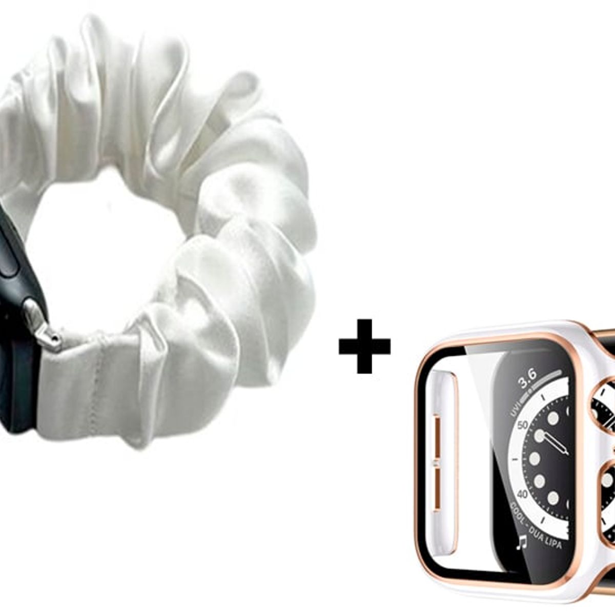 GENERICO - Correa Elástica Lisa + Case Bumper para Apple Watch 38mm - Blanco