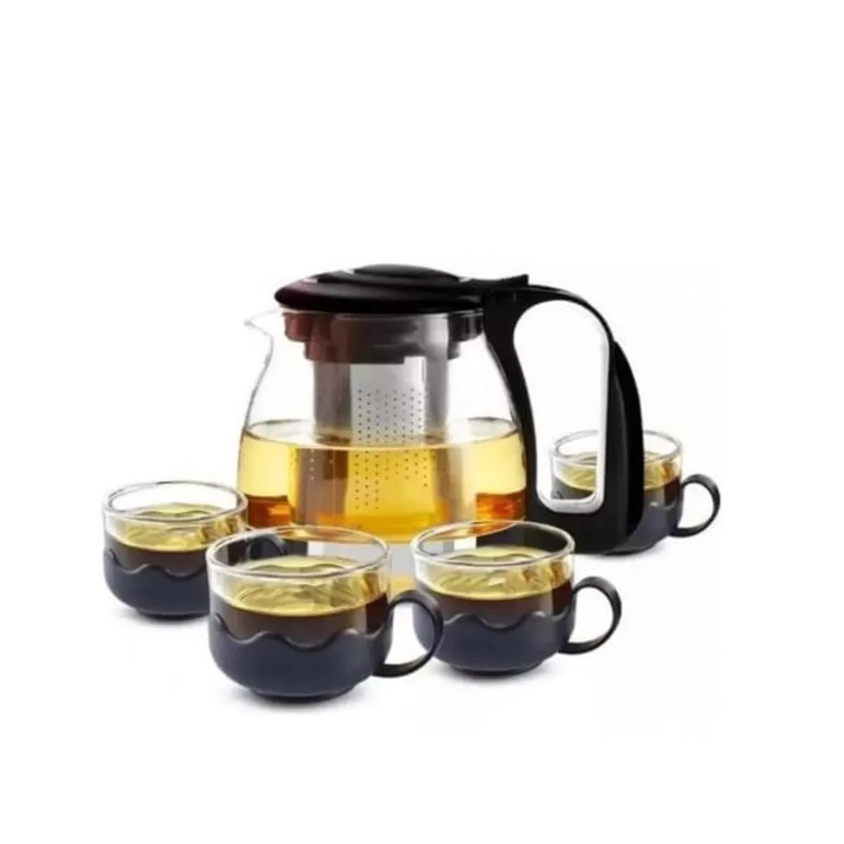 GENERICO - Jarra con infusor de 1 litro con  4 tazas de acero inoxidable