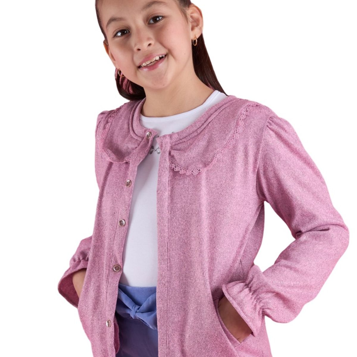 KIDS MASHMELO - Chompa Abierta Con Cuello Recogido Puño Elastico Kids Mashmelo