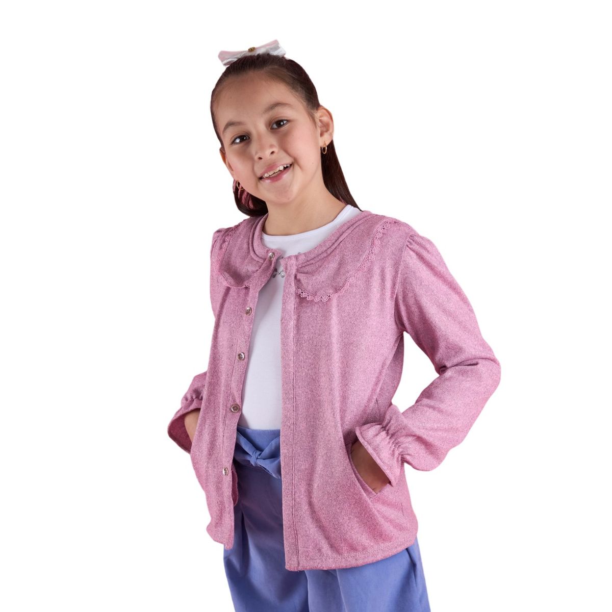 KIDS MASHMELO - Chompa Abierta Con Cuello Recogido Puño Elastico Kids Mashmelo