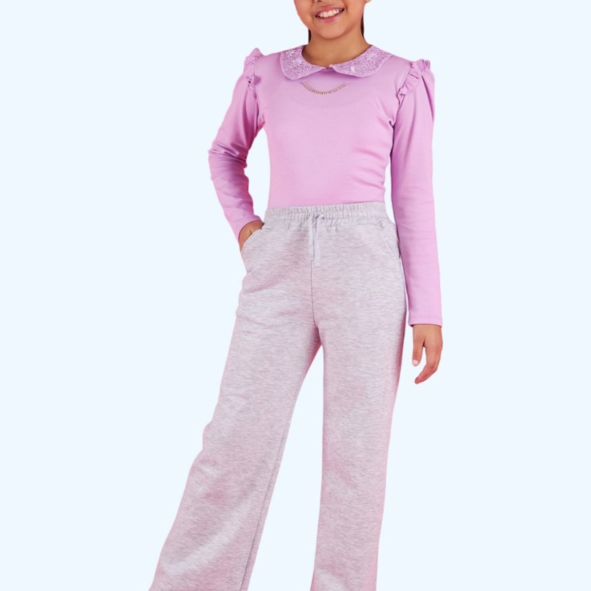KIDS MASHMELO - Pantalon Buzo Palazo Para Niña Kids Mashmelo