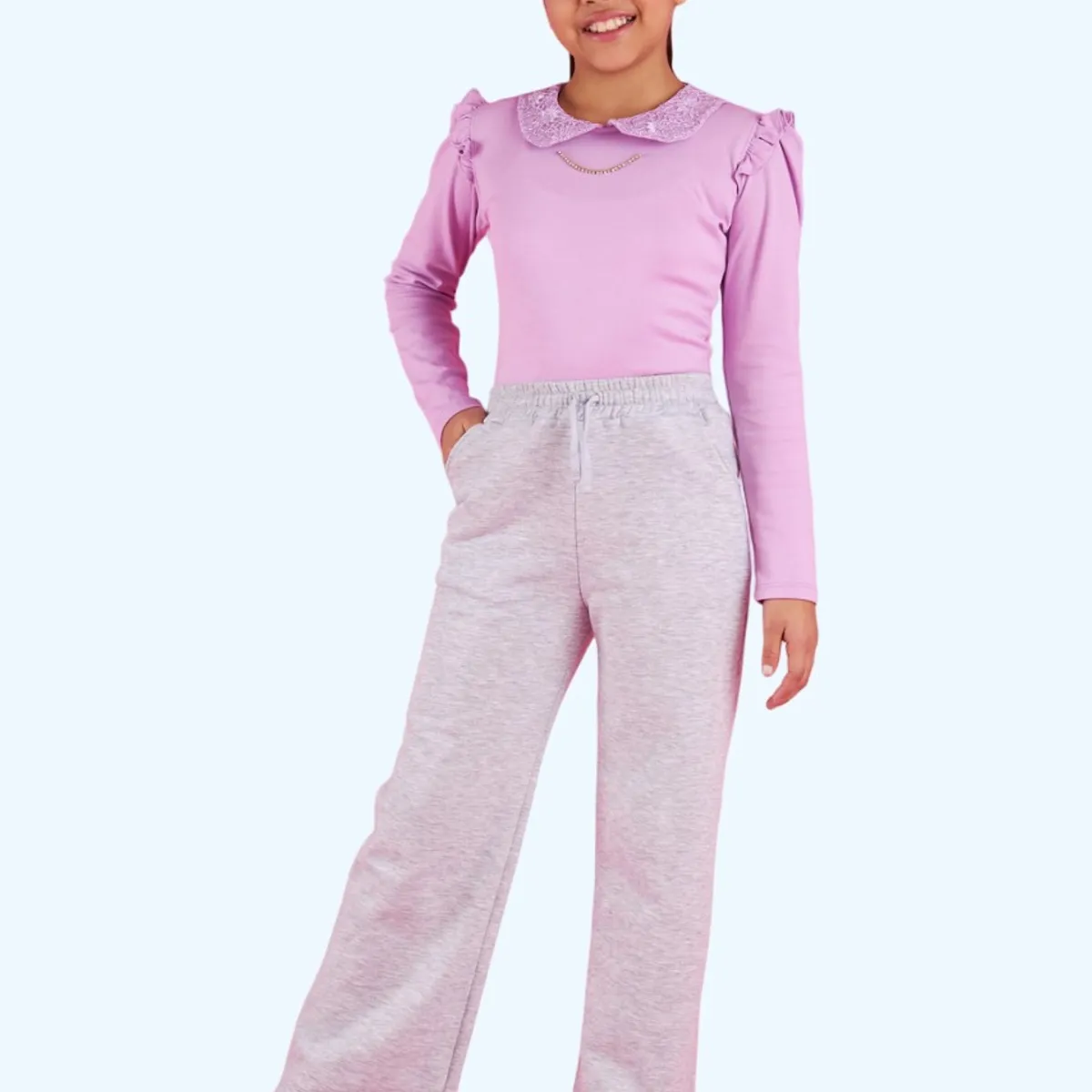 KIDS MASHMELO - Pantalon Buzo Palazo Para Niña Kids Mashmelo