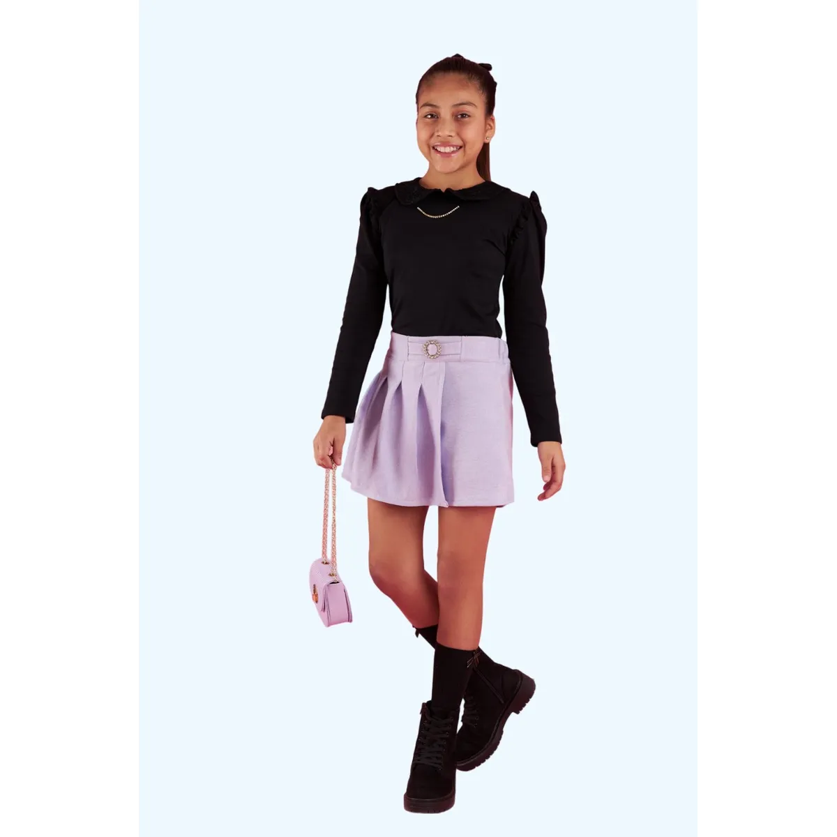 KIDS MASHMELO - Falda Short Con Plisado Y Hebilla Kids Mashmelo