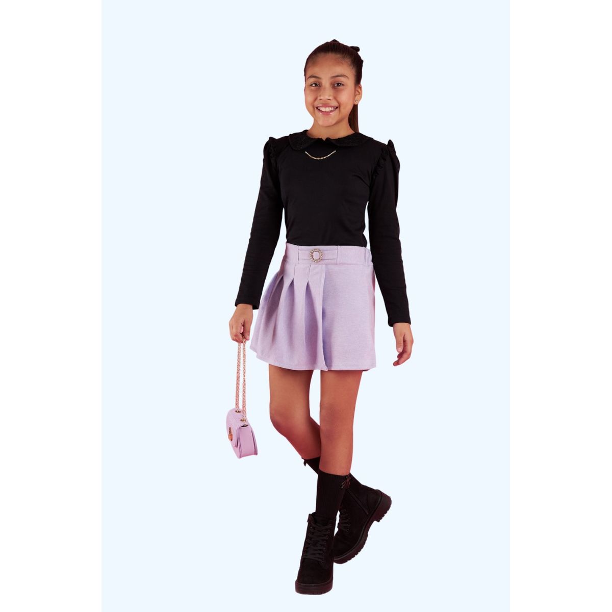 KIDS MASHMELO - Falda Short Con Plisado Y Hebilla Kids Mashmelo