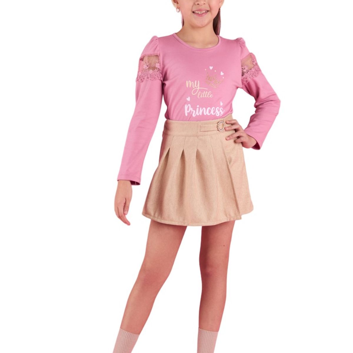 KIDS MASHMELO - Falda Short Con Plisado Y Hebilla Kids Mashmelo