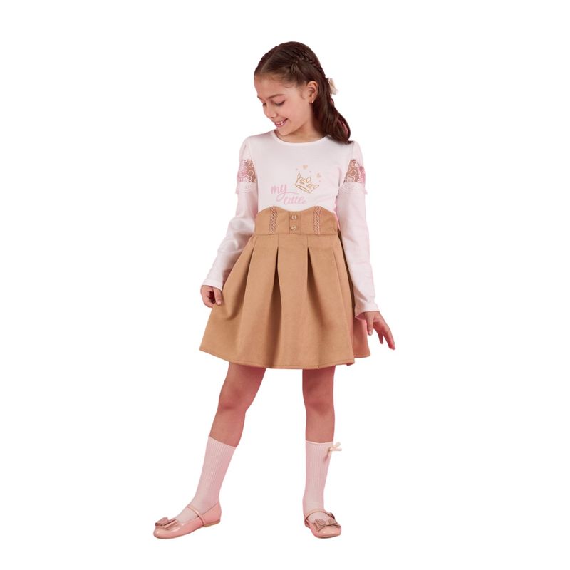 KIDS MASHMELO - Falda Swed Con Tableado Y Pechera En Pretina Para Niña Kids Mashmelo