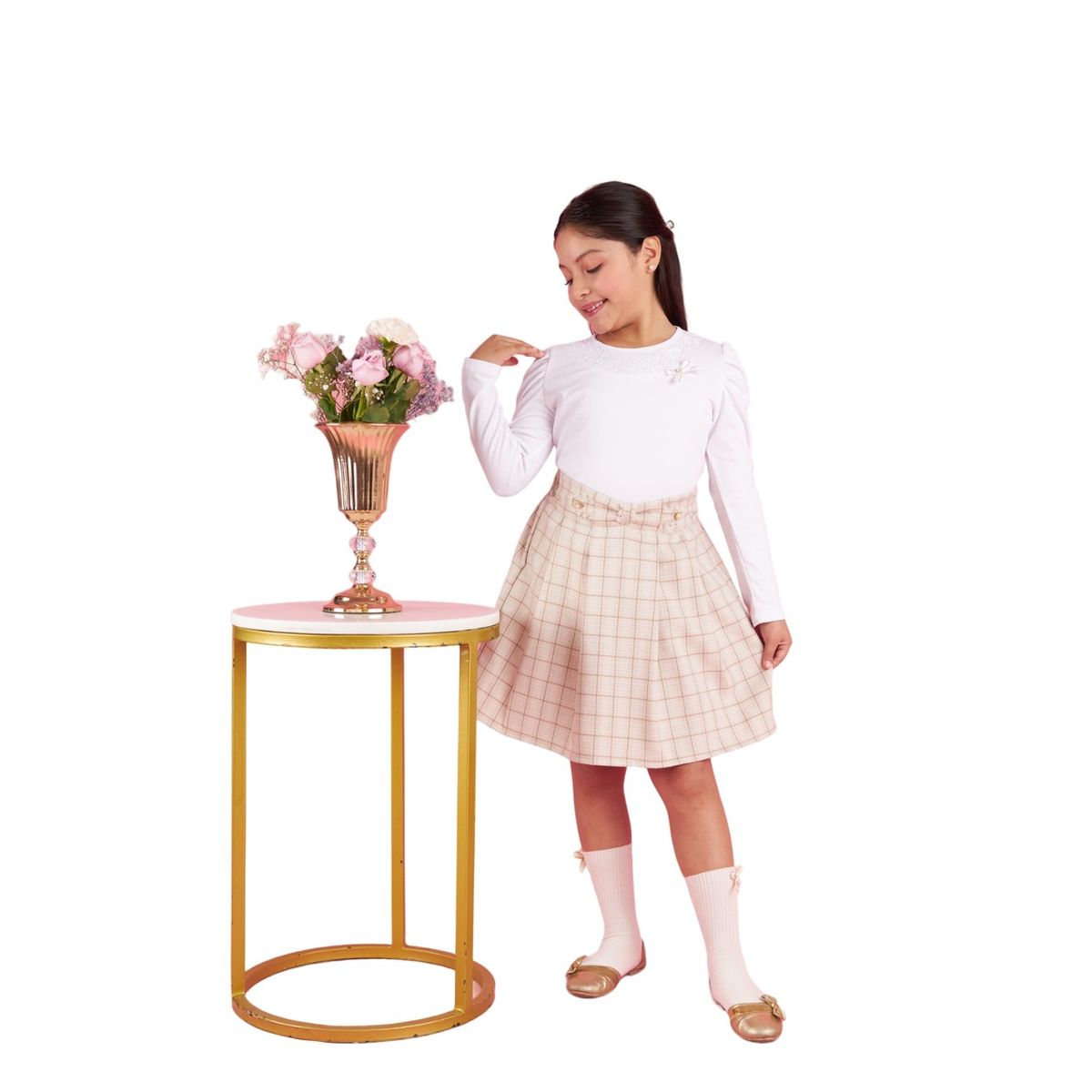 KIDS MASHMELO - Falda Cortes En Pretina Y Tableros Para Niña Kids Mashmelo