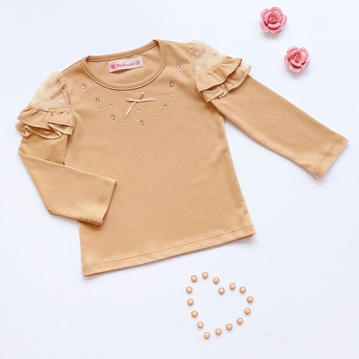 KIDS MASHMELO - Polo Con Tull En Los Hombros Para Niña Kids Mashmelo