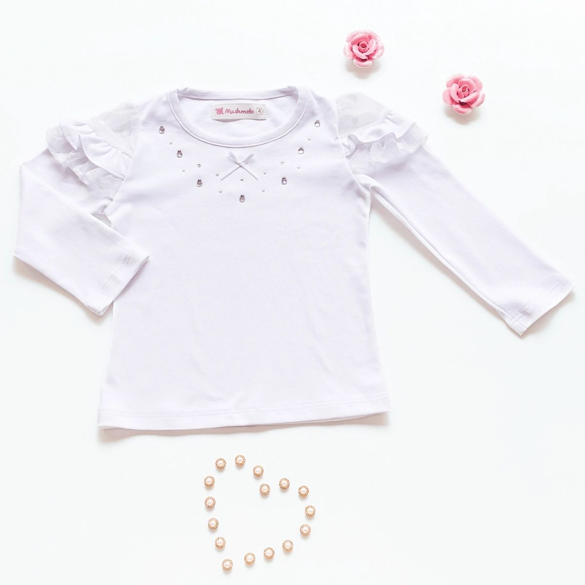 KIDS MASHMELO - Polo Con Tull En Los Hombros Para Niña Kids Mashmelo
