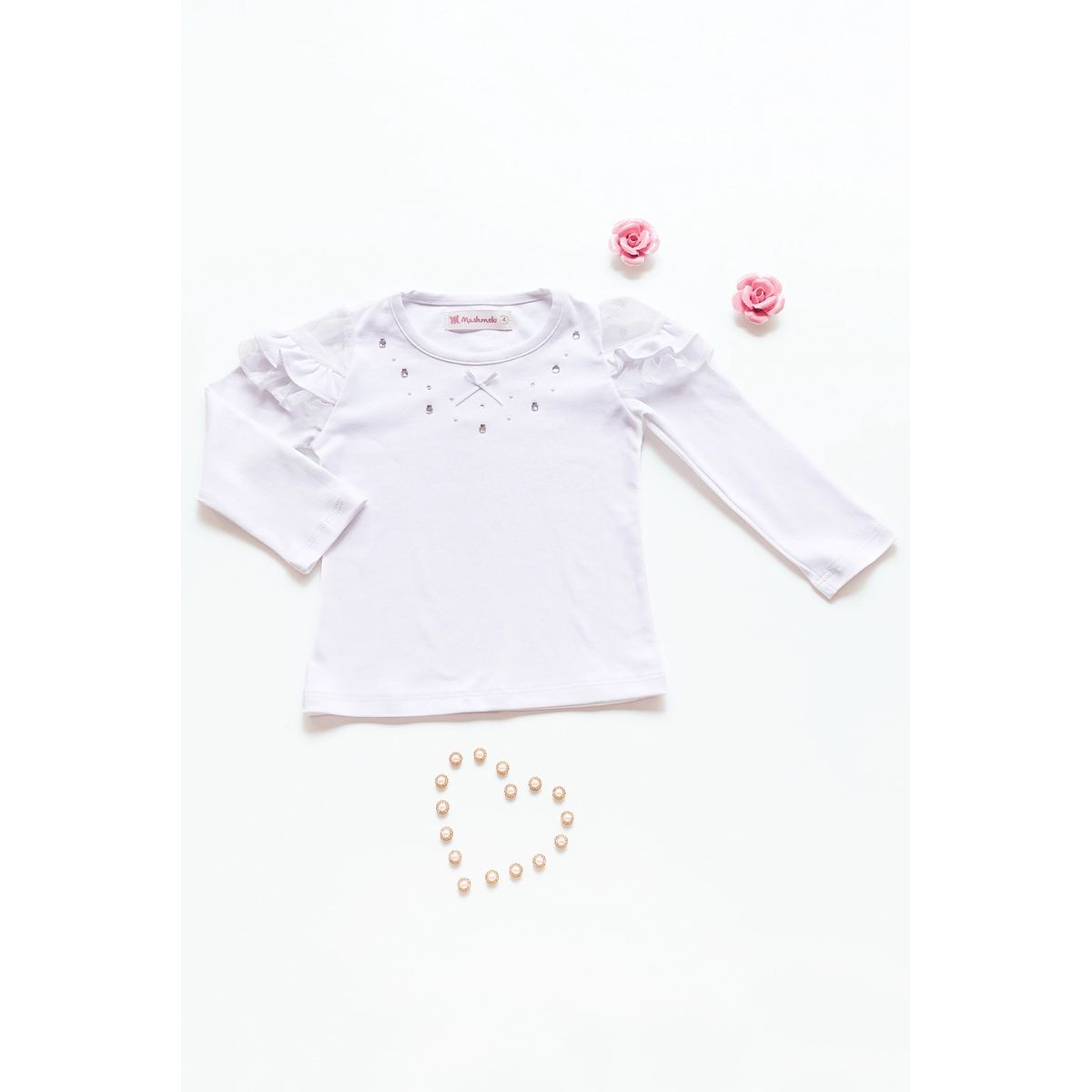 KIDS MASHMELO - Polo Con Tull En Los Hombros Para Niña Kids Mashmelo